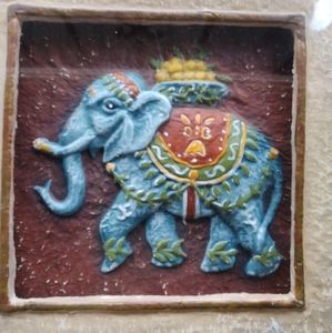 Elephant artwork in frame(wooden) stone art